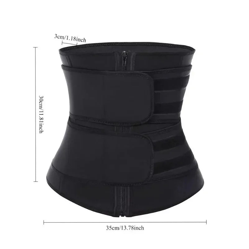 Women's Waist Trainer Double Belt Lumbar Support Adjustable Zipper Hot Yoga Sweat Slimming Postpartum Shapewear Multi-Size