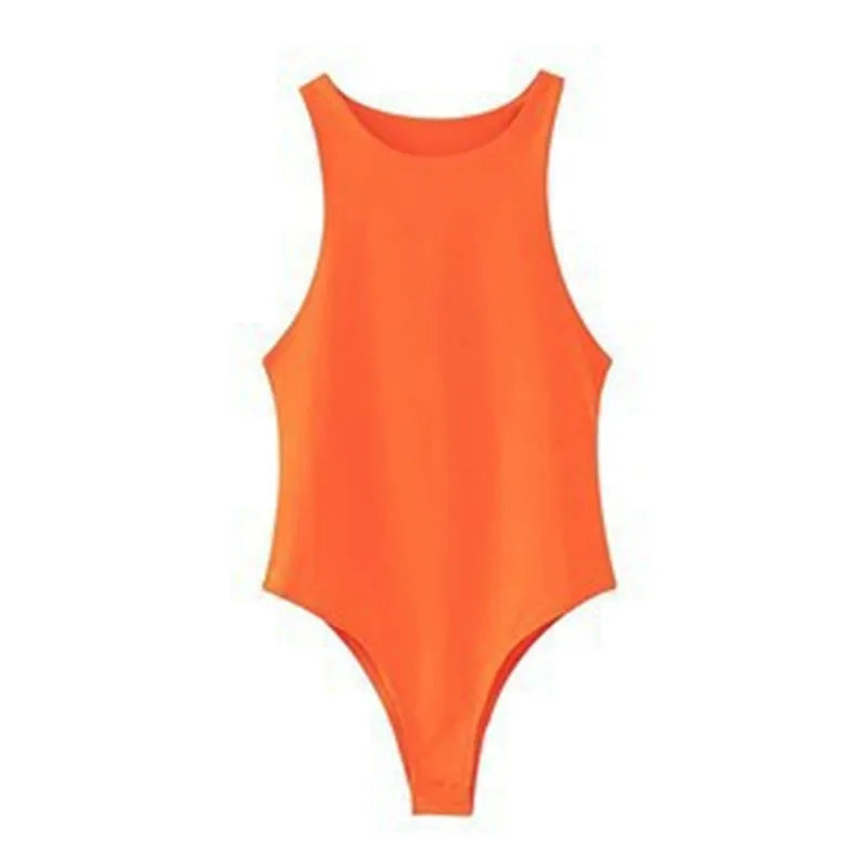 Women Shapewear With Off Shoulder Round Neck Solid Color Sleeveless Base Jumpsuit