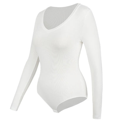 Deep V Neck Bodysuit Women's Long Sleeved Shapewear Shaper Lady Sexy Going Out Tops Body Suits Female Warm Clothes Autumn Winter
