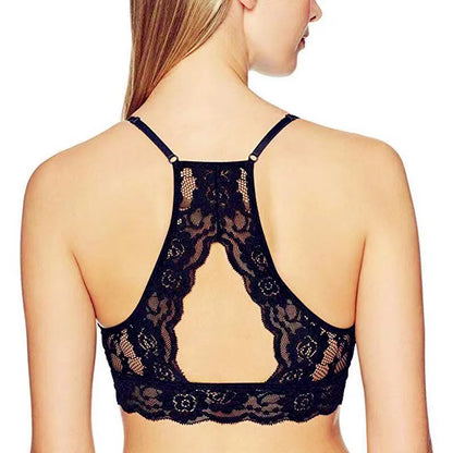 Women Strap Worn Externally Strapless Bra Halter Bra Yoga Hole Mesh Camis Chest Gathering Version Tops Shapewear Lace