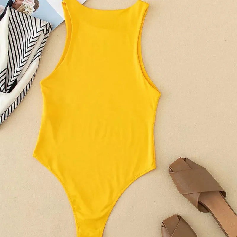 Women Shapewear With Off Shoulder Round Neck Solid Color Sleeveless Base Jumpsuit