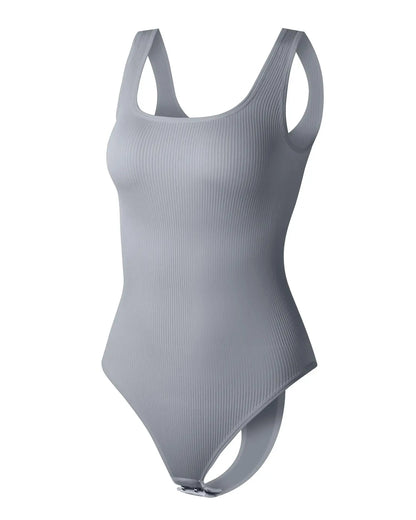 Ribbed Tummy Jumpsuit Daily Shaper Bodysuits Light Control Compress Tummy Control Open Crotch Shapewear Suits Open Crotch