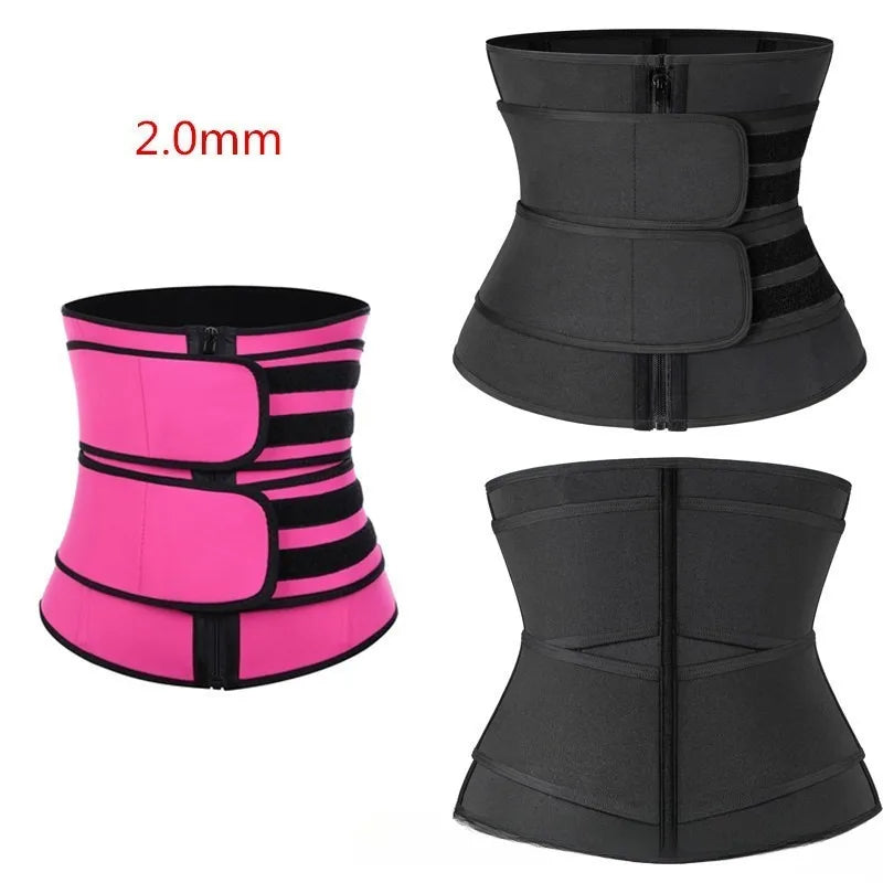 Women's Waist Trainer Double Belt Lumbar Support Adjustable Zipper Hot Yoga Sweat Slimming Postpartum Shapewear Multi-Size