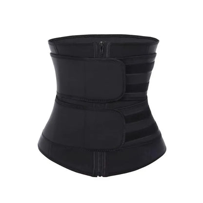 Women's Waist Trainer Double Belt Lumbar Support Adjustable Zipper Hot Yoga Sweat Slimming Postpartum Shapewear Multi-Size