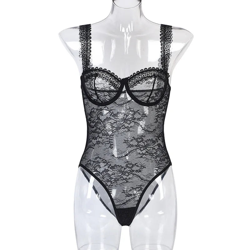 Lace Breathable Bodysuit Shapewear Sexy Lingerie Slim Jumpsuit Bodyshaper Bra Erotic Costume Women One-piece Close-fitted Onesie