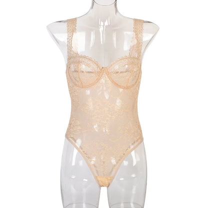 Lace Breathable Bodysuit Shapewear Sexy Lingerie Slim Jumpsuit Bodyshaper Bra Erotic Costume Women One-piece Close-fitted Onesie
