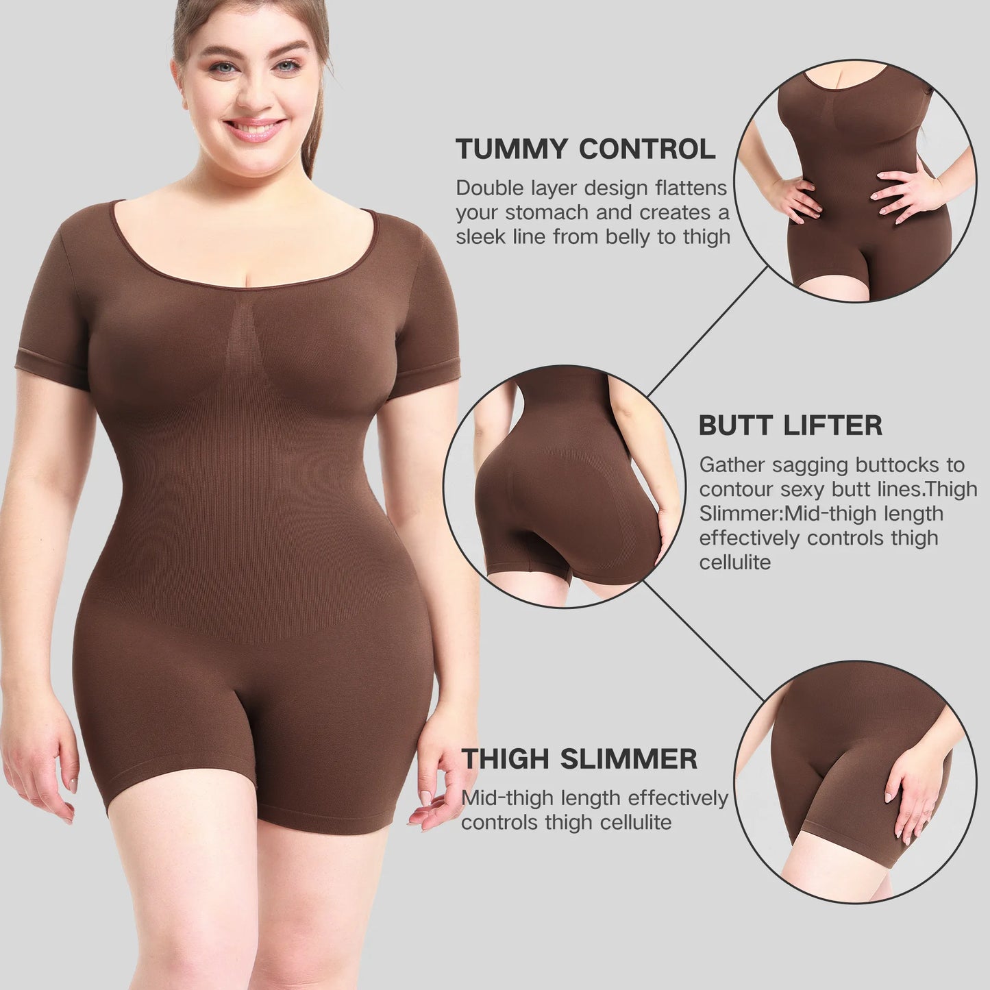 Tummy Control Bodyshaper Bodysuit Costume Butt Lifyer Short Sleeve Shapewear Slim Shorts Seamless Rompers Sport Fitness Jumpsuit