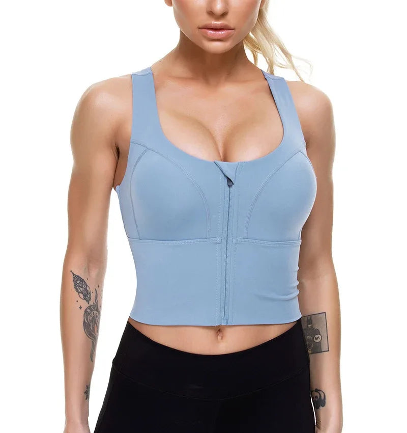 Cross-Border Hot Selling after Body Shaping Bra Sports Vest Adjustable Front Chest Zipper Push-up Support Shapewear