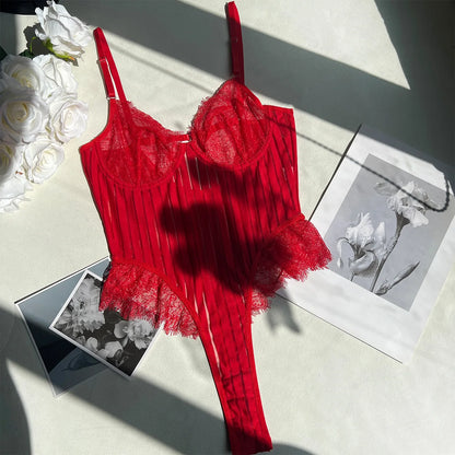 Women Sexy Bodysuits Bodyshaper One Piece Jumpsuit Thongs Lace Lingerie Nightclub Elegant Shapewear Slim Waist Corset Top Summer