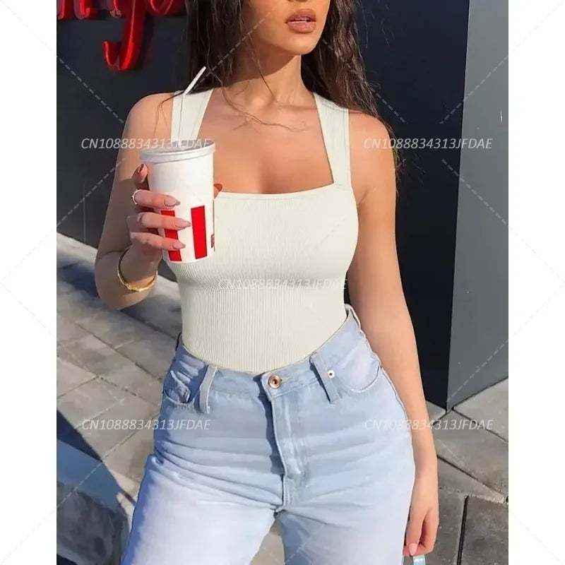 Bodysuit for Women Tummy Control Shapewear Seamless Sculpting Thong Body Shaper Tank Top Tank Wide Shoulder Straps