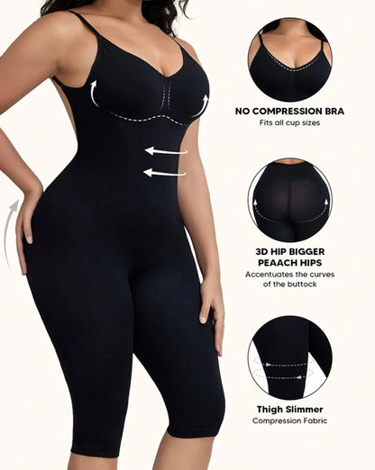 Women's Bodysuit Top V Neck Backless Shapewear Tummy Control Full Body Shaper Sleamless Thigh Strapless Bodysuit Top