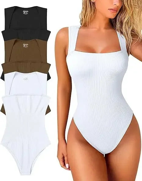 Women Knitted Bodycon Yoga Jumpsuit Sexy U Neck Rib Sleeveless Halter Shapewear Bodysuit Leggings Casual Sport Short Rompers