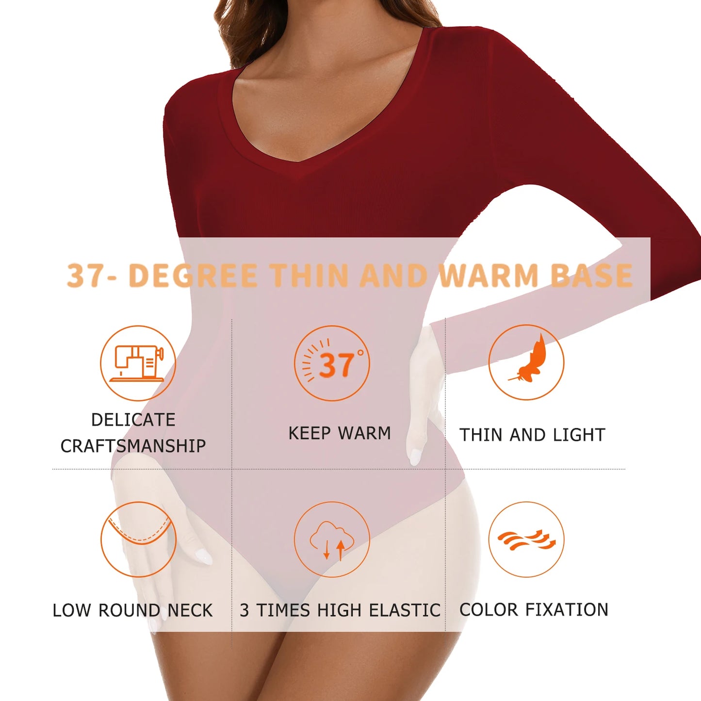 Deep V Neck Bodysuit Women's Long Sleeved Shapewear Shaper Lady Sexy Going Out Tops Body Suits Female Warm Clothes Autumn Winter