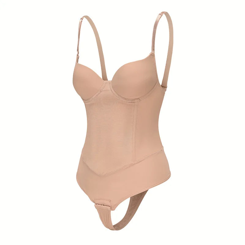 Sexy Built-in Bra Thongs Bodysuit Shapewear Women Mesh Body Shaper with 4 Steel Bones Slim Tummy Control Underwear Mesh Corset