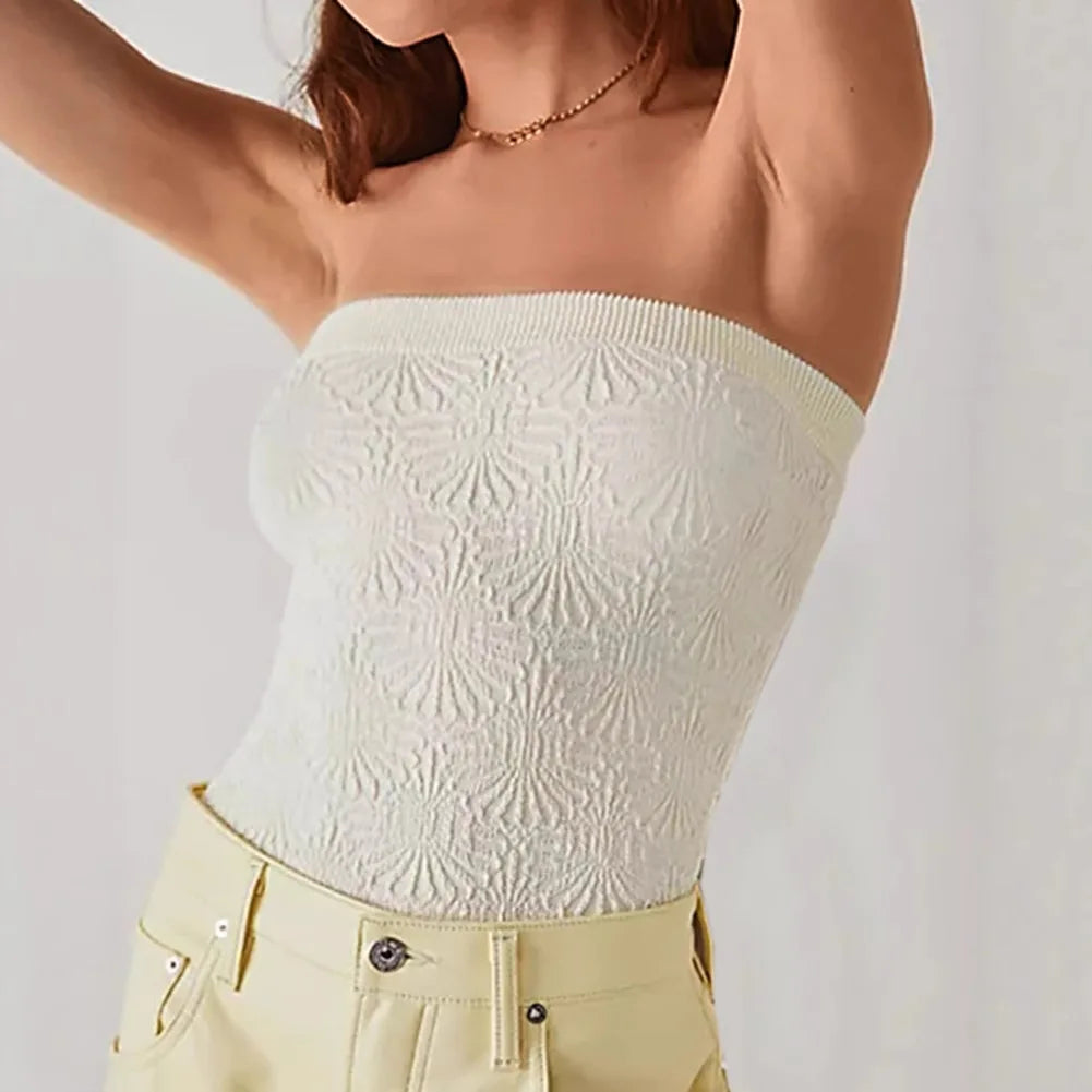 Women Sexy Y2K Jacquard Bandeau High Strechy Shapewear Bandeau Sexy Breathable Sleeveless Top