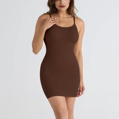 Europe and the United States solid color yoga dress seamless abdominal shapewear sexy pure wind big size dress woman