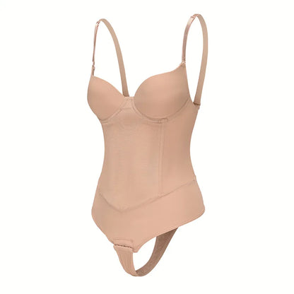 Sexy Built-in Bra Thongs Bodysuit Shapewear Women Mesh Body Shaper with 4 Steel Bones Slim Tummy Control Underwear Mesh Corset