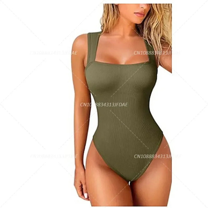 Bodysuit for Women Tummy Control Shapewear Seamless Sculpting Thong Body Shaper Tank Top Tank Wide Shoulder Straps