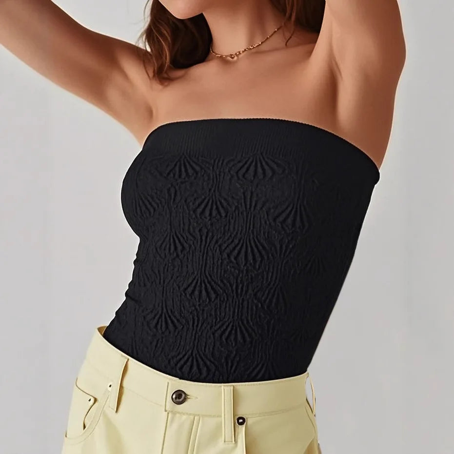 Women Sexy Y2K Jacquard Bandeau High Strechy Shapewear Bandeau Sexy Breathable Sleeveless Top