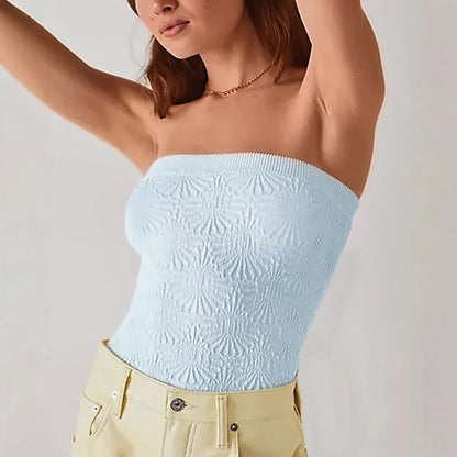 Women Sexy Y2K Jacquard Bandeau High Strechy Shapewear Bandeau Sexy Breathable Sleeveless Top