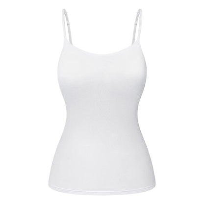 Women's Cotton Camisole with Shelf Bra Adjustable Spaghetti Strap Tank Top Cami Tanks 2/3 Packs Shapewear Body Shaper