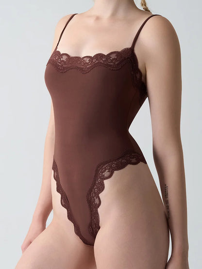 Summer Hot Girl Lace Edge Shoulder Strap Adjustable Jumpsuit Tight Fitting Vest Bodysuits Women's Sports Yoga Shapewear Camisole