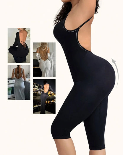 Women's Bodysuit Top V Neck Backless Shapewear Tummy Control Full Body Shaper Sleamless Thigh Strapless Bodysuit Top