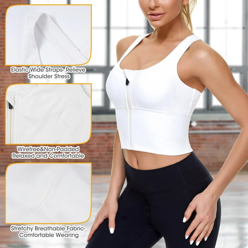 Cross-Border Hot Selling after Body Shaping Bra Sports Vest Adjustable Front Chest Zipper Push-up Support Shapewear