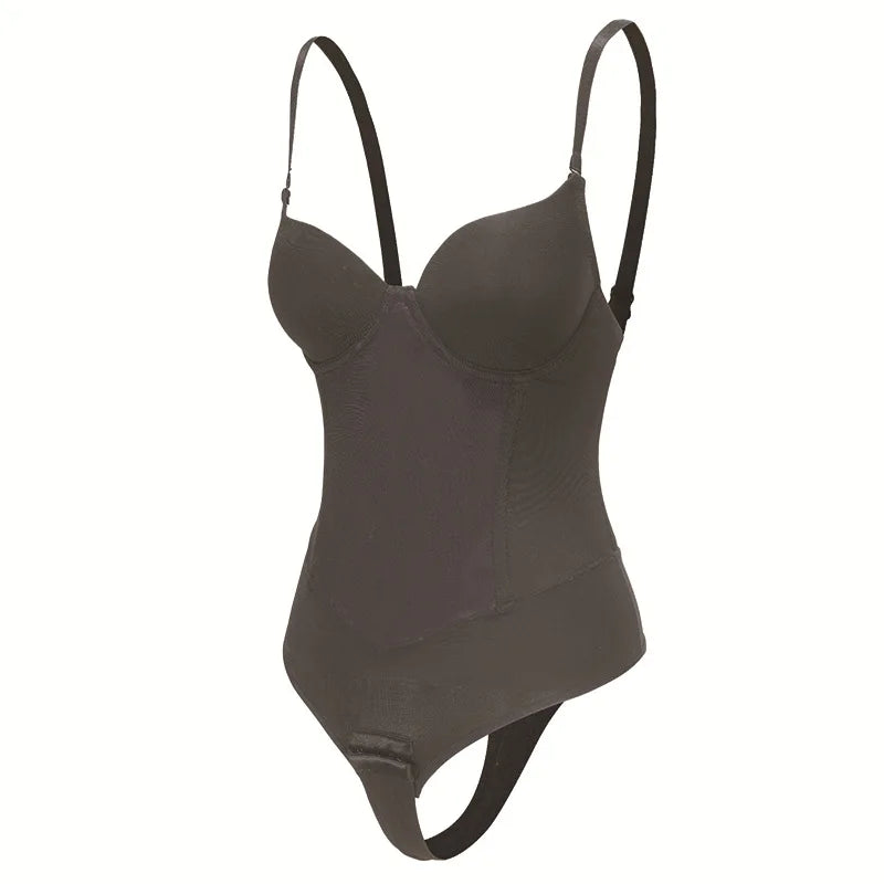 Sexy Built-in Bra Thongs Bodysuit Shapewear Women Mesh Body Shaper with 4 Steel Bones Slim Tummy Control Underwear Mesh Corset