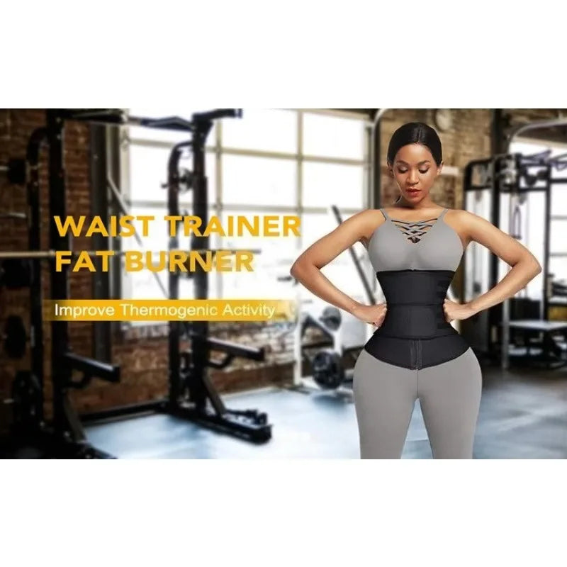 Women's Waist Trainer Double Belt Lumbar Support Adjustable Zipper Hot Yoga Sweat Slimming Postpartum Shapewear Multi-Size