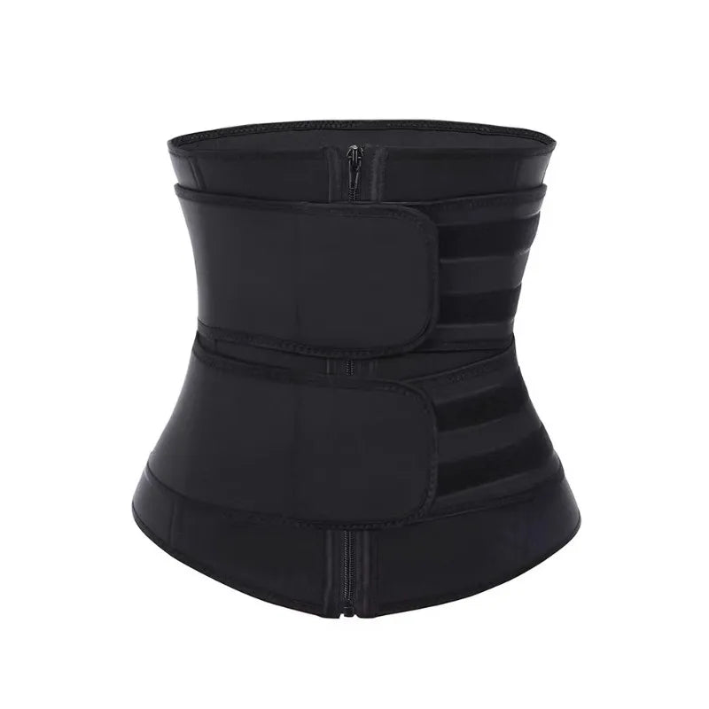 Women's Waist Trainer Double Belt Lumbar Support Adjustable Zipper Hot Yoga Sweat Slimming Postpartum Shapewear Multi-Size