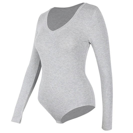 Deep V Neck Bodysuit Women's Long Sleeved Shapewear Shaper Lady Sexy Going Out Tops Body Suits Female Warm Clothes Autumn Winter