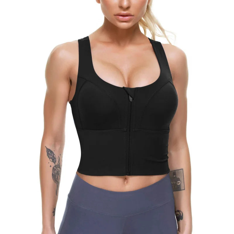 Cross-Border Hot Selling after Body Shaping Bra Sports Vest Adjustable Front Chest Zipper Push-up Support Shapewear