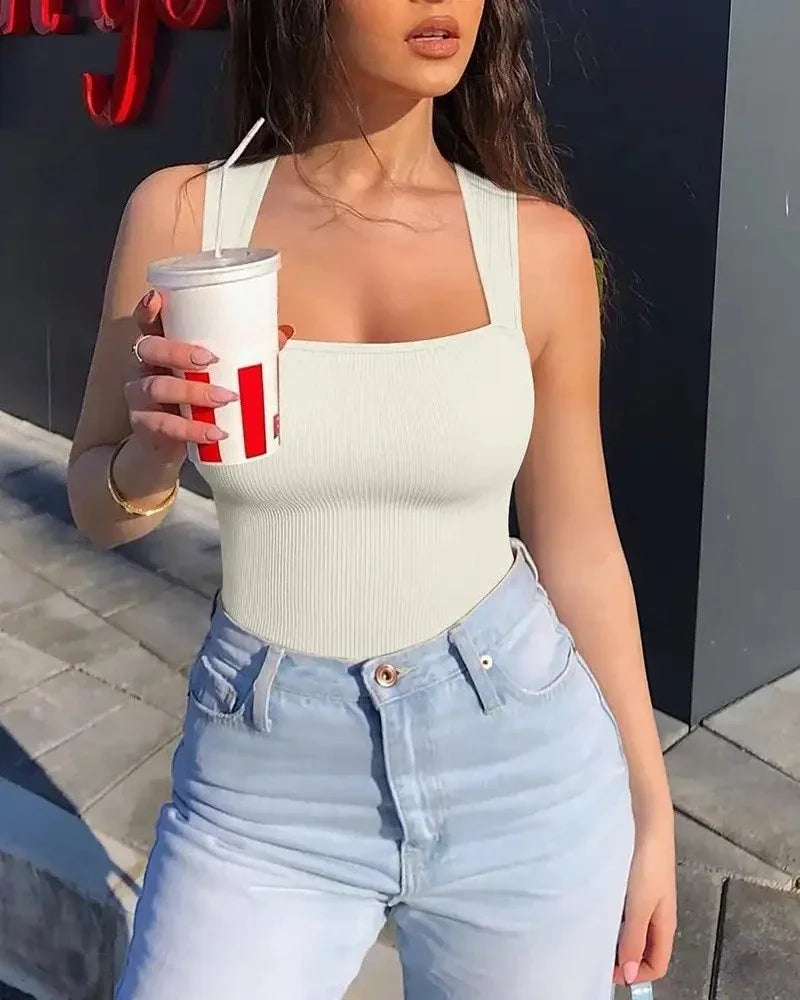 Bodysuit for Women Tummy Control Shapewear Seamless Sculpting Thong Body Shaper Tank Top Tank Wide Shoulder Straps