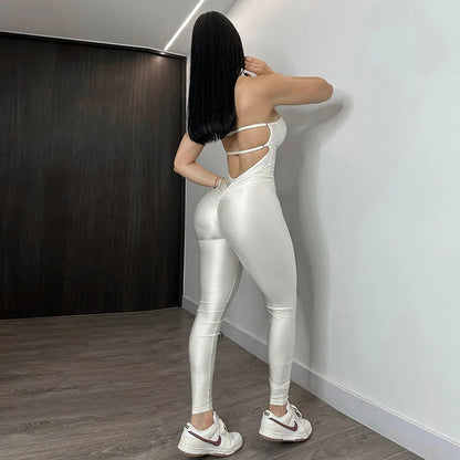 Backless Tight Jumpsuit Sexy Women Bare Shoulder Bodysuit Overalls Summer Fashion Midnight Party Clubwear Slim Rompers Shapewear