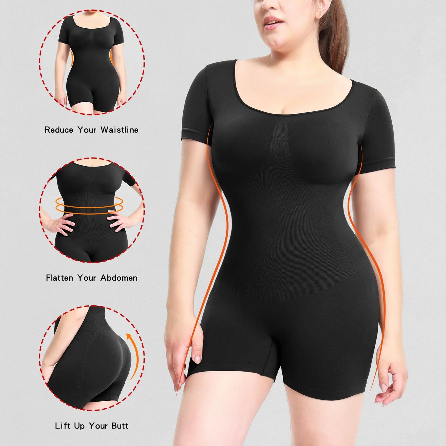 Tummy Control Bodyshaper Bodysuit Costume Butt Lifyer Short Sleeve Shapewear Slim Shorts Seamless Rompers Sport Fitness Jumpsuit