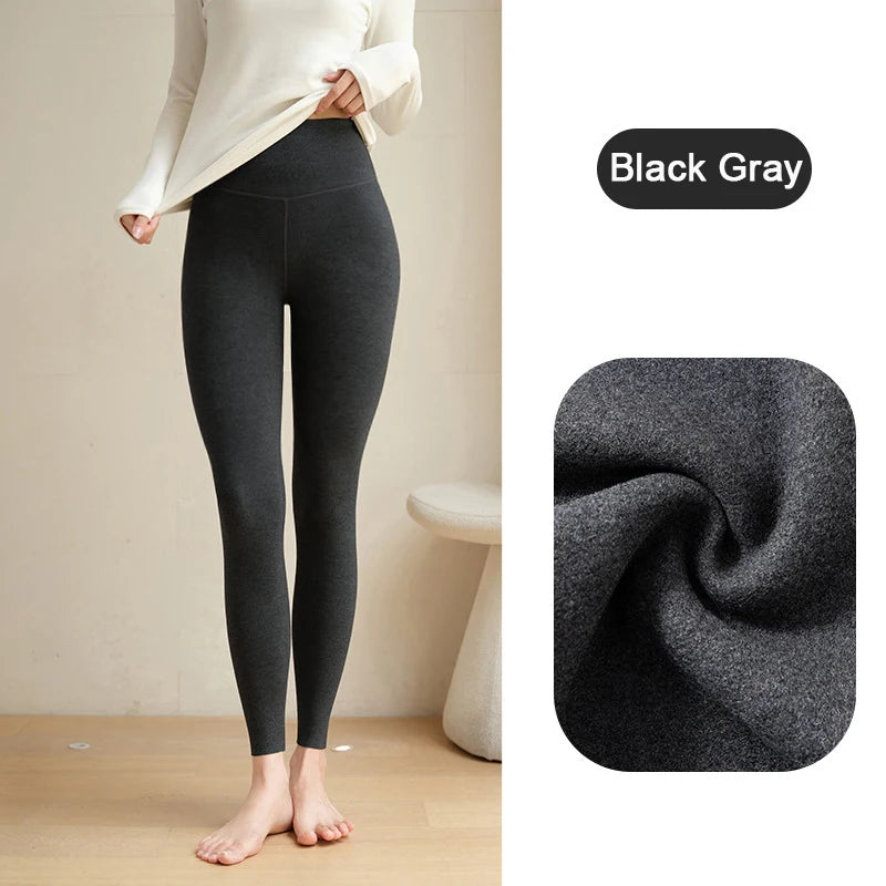 Fall Australian Heating Fibre Leggings Winter Women High Waist Cotton Thin Fleece Warm Leggings Slim Shapewear Leggings