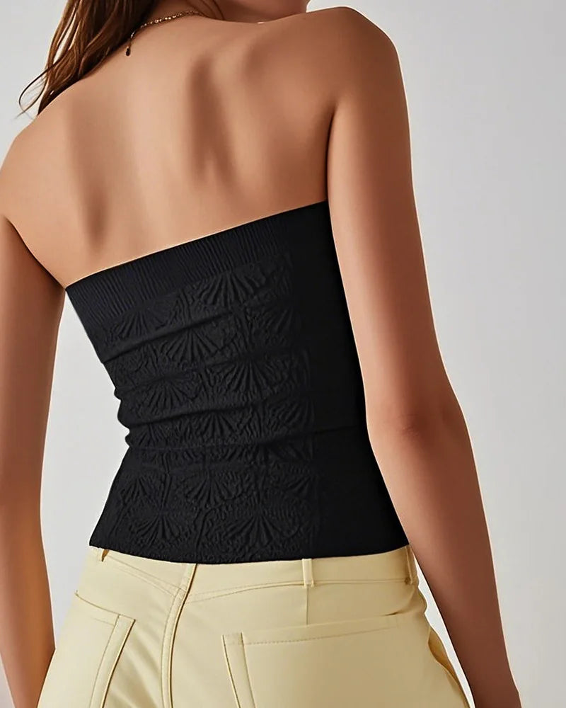 Women Sexy Y2K Jacquard Bandeau High Strechy Shapewear Bandeau Sexy Breathable Sleeveless Top
