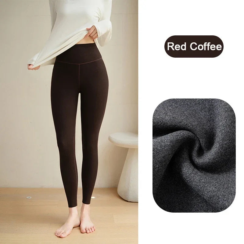 Fall Australian Heating Fibre Leggings Winter Women High Waist Cotton Thin Fleece Warm Leggings Slim Shapewear Leggings