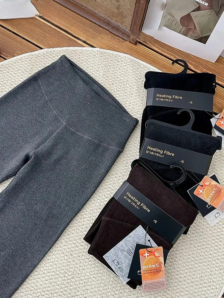 Fall Australian Heating Fibre Leggings Winter Women High Waist Cotton Thin Fleece Warm Leggings Slim Shapewear Leggings