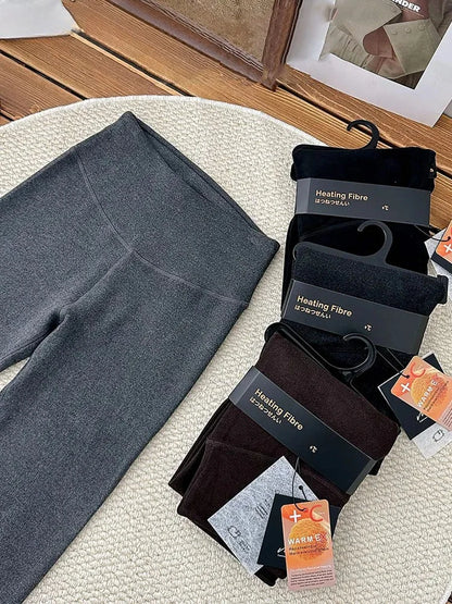 Fall Australian Heating Fibre Leggings Winter Women High Waist Cotton Thin Fleece Warm Leggings Slim Shapewear Leggings