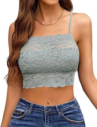 Women Strap Worn Externally Strapless Bra Halter Bra Yoga Hole Mesh Camis Chest Gathering Version Tops Shapewear Lace