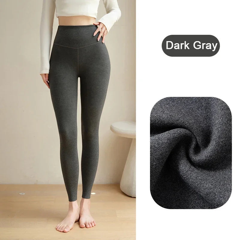 Fall Australian Heating Fibre Leggings Winter Women High Waist Cotton Thin Fleece Warm Leggings Slim Shapewear Leggings