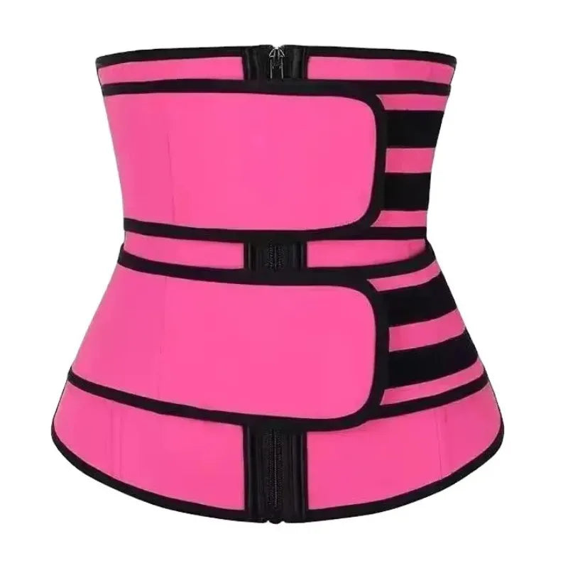 Women's Waist Trainer Double Belt Lumbar Support Adjustable Zipper Hot Yoga Sweat Slimming Postpartum Shapewear Multi-Size