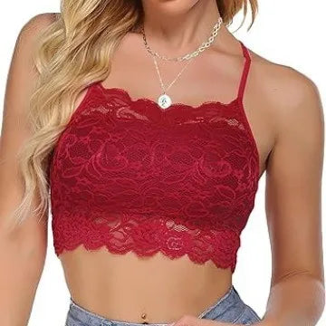 Women Strap Worn Externally Strapless Bra Halter Bra Yoga Hole Mesh Camis Chest Gathering Version Tops Shapewear Lace